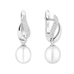 Silvego Stříbrné náušnice Carlita s přírodní bílou perlou a Brilliance Zirconia - GRP24219ESFWP