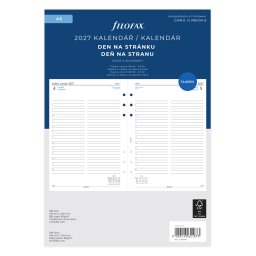Filofax Denní kalendář 2027 den/1 strana náplň A5 diářů ČJ + SJ