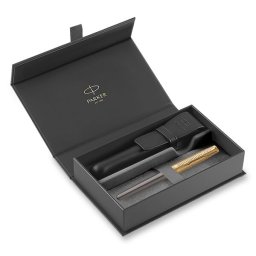 Parker Sonnet Premium Arrow GT 18K plnicí pero hrot F dárková sada s koženým pouzdrem 1502/5191038