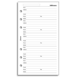 Filofax adresář - jméno adresa e-mail tel. fax. mobil - bílý - Osobní