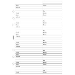 Filofax A5 Adresář - jméno adresa e-mail tel. fax mobil