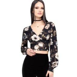 dámská halenka s dlouhým rukávem - crop top KILLSTAR - STELLAR HOUR - Multi - KSRA014840