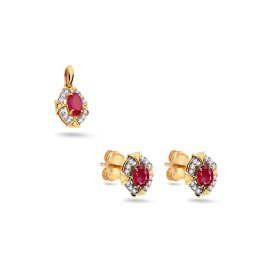 Diamantová souprava Faiza s rubínem, žluté zlato 14K KU2184S