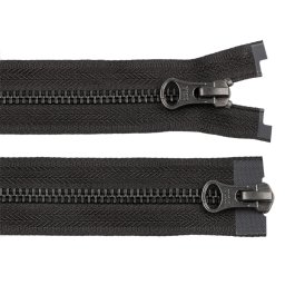 Zip kovový YKK No 5 dělitelný 2 jezdce / dvoucestný 90 cm na kožené bundy, barva černá černý nikl