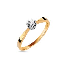 Zásnubní prsten Solitaire s diamantem 0,16 ct, kombinované zlato 14K BSBR154