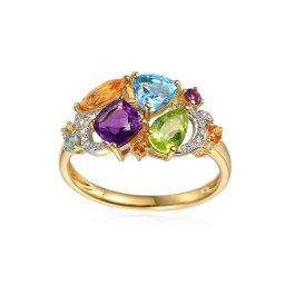 Prsten s drahokamy 1,87 ct Dubai, 14K, žluté zlato IZBR619
