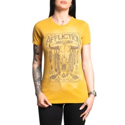 dámské tričko s potiskem AFFLICTION - AMERICAN MADE - GOLDEN SPICE - AW26184-GDSP