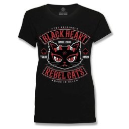 tričko dámské BLACK HEART - REBEL CAT - BLACK - 17488