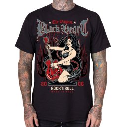 pánské tričko motorkářské BLACK HEART - HELL CAT - Black - 27649