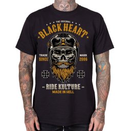 pánské tričko s potiskem BLACK HEART - WHISKERY - Black - 1416