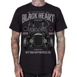pánské tričko s potiskem BLACK HEART - HOT RODERS - Black - 21272