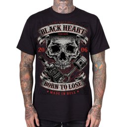 pánské tričko s potiskem BLACK HEART - WHISKEY PISTON - Black - 20927