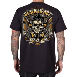 pánské tričko s potiskem BLACK HEART - RUMBLER - Black - 21780