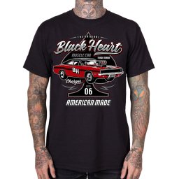 pánské tričko s potiskem BLACK HEART - CHARGER - Black - 20924
