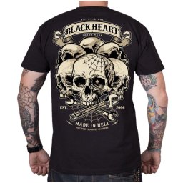 pánské tričko s potiskem BLACK HEART - HILL SKULL - Black - 8180