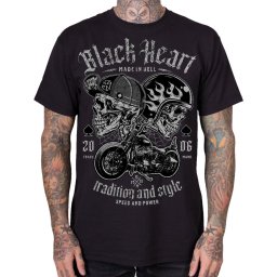 pánské tričko motorkářské BLACK HEART - TRADITIONAL AND STYLE - Black - 20354