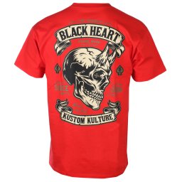 pánské tričko motorkářské BLACK HEART - DEVIL SKULL RED - Red - 21669