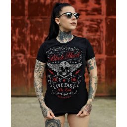 dámské tričko s potiskem BLACK HEART - LIVE FAST - Black - 25861