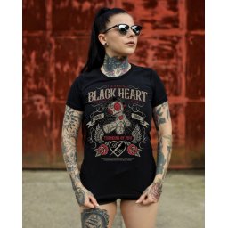 dámské tričko s potiskem BLACK HEART - DOLL - Black - 25858