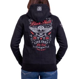dámská mikina Zip BLACK HEART - LIVE FAST - Black - 21143