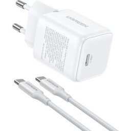 UGREEN Mini 30W PD GaN Tech Charger +1M USB-C Cable White