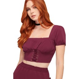 dámský crop top KILLSTAR - Wild Petal - Purple Ghotic Blouse - KSRA014255