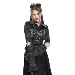 dámský korzetový top DEVIL FASHION - Black Gothic Blouse - SHT143