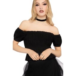 dámský crop top KILLSTAR - THE HOLLOW - Black Ghotic Blouse - KSRA014789
