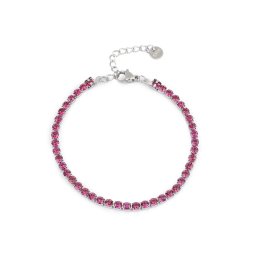 Štrasový náramek z nerezové oceli, barva 2 fuchsia