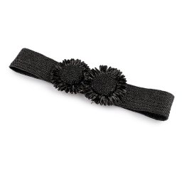 Dámský pásek pružný šíře 4,8 cm květy, barva 3 černá