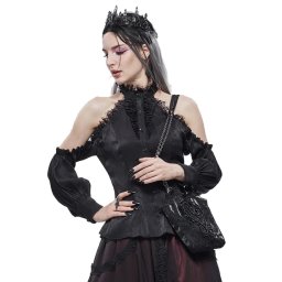dámský korzetový top - halter - DEVIL FASHION - Black Gothic Blouse - SHT08101