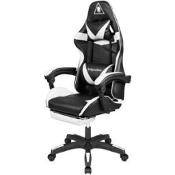 KRUGER & MATZ KM0790 Herní židle s podnožkou GX-150, černobílá