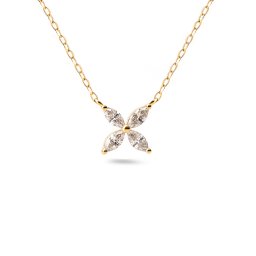 Náhrdelník s diamantovým čtyřlístkem s lab-grown diamanty, žluté zlato 14K ALLG016N