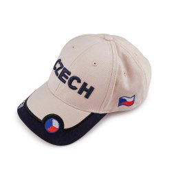 Bavlněná kšiltovka CZECH unisex, barva 2 béžová světlá