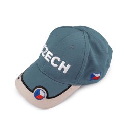 Bavlněná kšiltovka CZECH unisex, barva 4 modrozelená tm