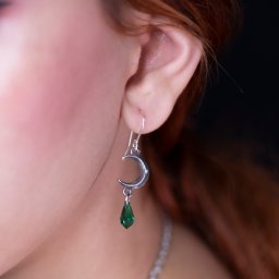 náušnice ALCHEMY GOTHIC - Tears Of The Moon-Green Tear - E477G