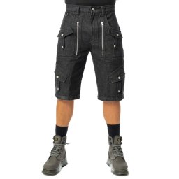 pánské kraťasy - jeans POIZEN INDUSTRIES - WHISTLER - BLACK STONEWASH - SH-WHISM-BS