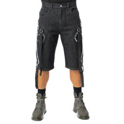 pánské kraťasy - jeans POIZEN INDUSTRIES - CRUX NOCTIS - BLACK STONEWASH - P-CXNTM-BST