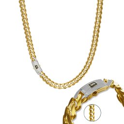 Monaco Chain set Classic Plain Pavé lock 8 mm IZ30147S