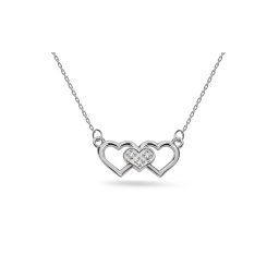 Srdíčkový náhrdelník s diamanty, bílé zlato 14K BSBR124A