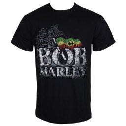 tričko pánské Bob Marley - Distressed Logo - Black - ROCK OFF - BMATS01