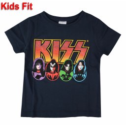 tričko dětské KISS - Logo Faces & Icons - NAVY - ROCK OFF - KISSTS14BN