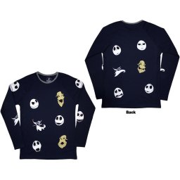 pánské tričko s dlouhým rukávem The Nightmare Before Christmas - Heads - Navy Blue - ROCK OFF - TNBCLST67MN