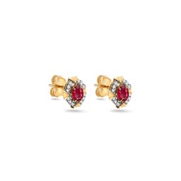 Diamantové náušnice Faiza s rubínem, žluté zlato 14K KU2184N