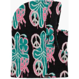 BS RABBIT JACQUARD DOUBLE STRING HOODWARMER PEACE BR BLACK One Size