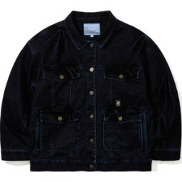 BS RABBIT DSXBS WAX REAL DENIM WIDE WORK JACKET WORN MIDNIGHT DENIM XL