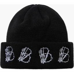 BS RABBIT SKELETAL HAND B EMBR BEANIE BLACK One Size