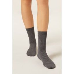 Calzedonia Krátké ponožky s kašmírem Žena Šedá Velikost 36-38