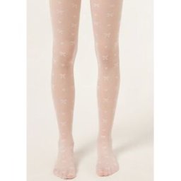 Calzedonia Dívčí průsvitné punčocháče s mašličkami Dívka Ružová Velikost 8-10