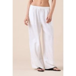 Calzedonia Široké kalhoty ze směsi viskózy a lnu Žena Bílá Velikost S